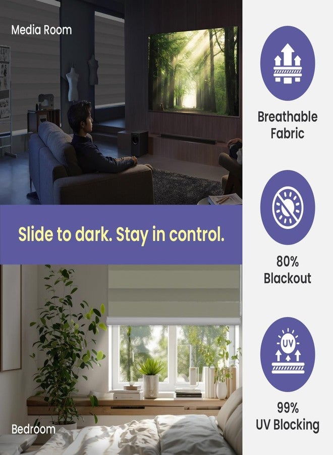 FOIRESOFT Standard Cordless Blackout Zebra Roller Shades and Blinds for Windows [Bonita, Grey, W 33 x H 64 inch] Dual Layer Sheer Room Darkening, Select 1x1 for Custom - Image 5